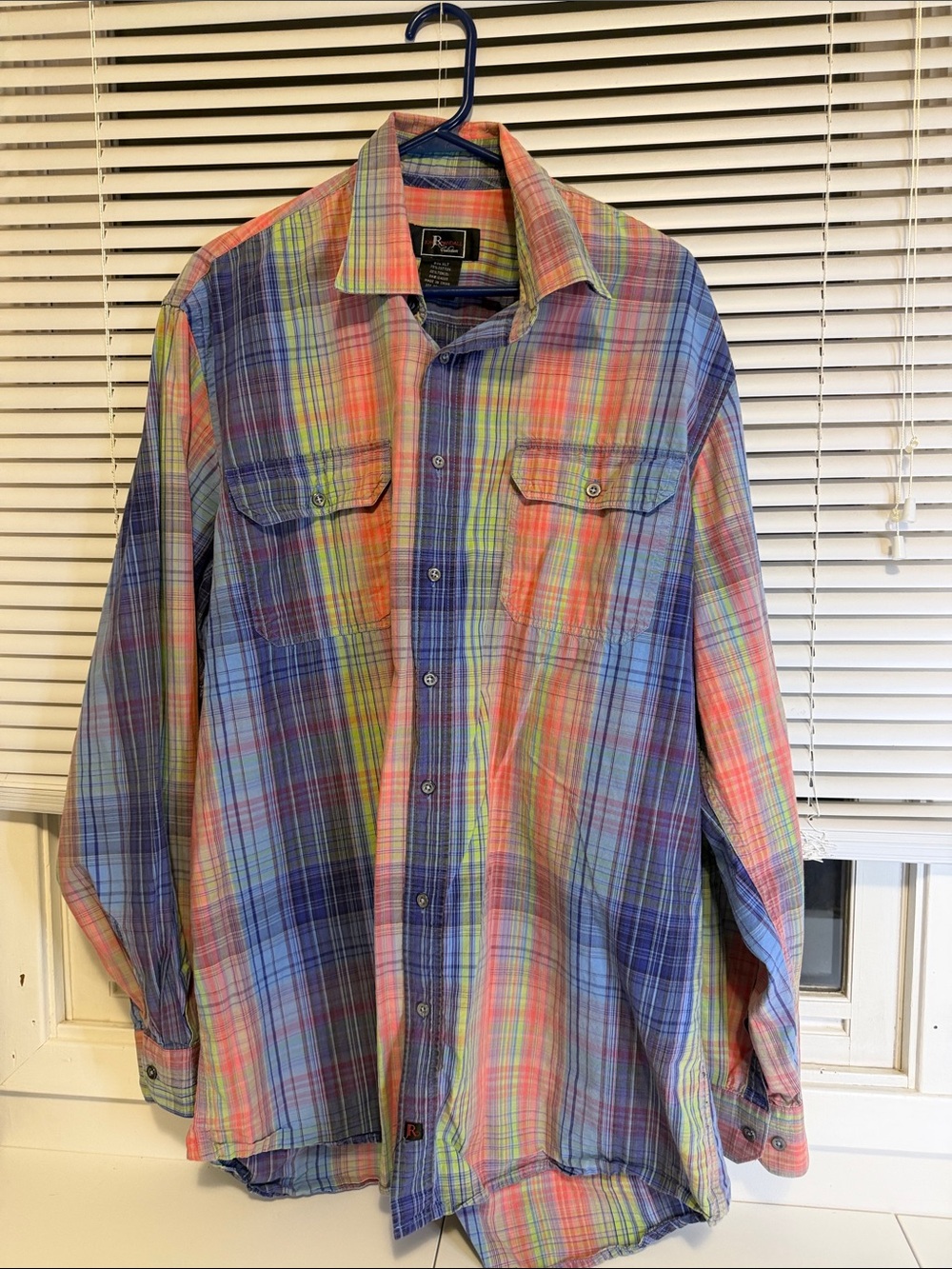 Jon Randall Plaid Long Sleeve Button-Up Shirt Pockets Mens XLT Multicolor